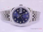 Rolex Datejust Silver Steel Blue Face Diamond Hour Markers Mens Watch